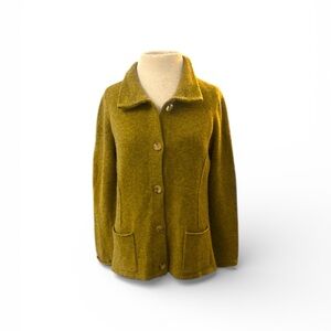 Eileen Fisher Olive Lamb Wool & Cashmere Button Jacket